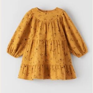 Zara 4T floral long sleeve dress, deep mustard. Smoke free home